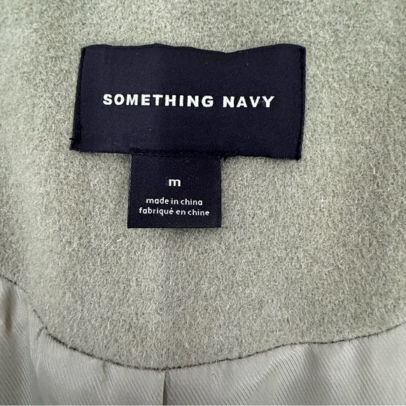 Something Navy Olive Acorn Wool Blend Double-Breasted Overcoat | Nordstrom Med - Picture 5 of 11